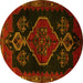 Round Persian Yellow Traditional Rug, tr1998yw