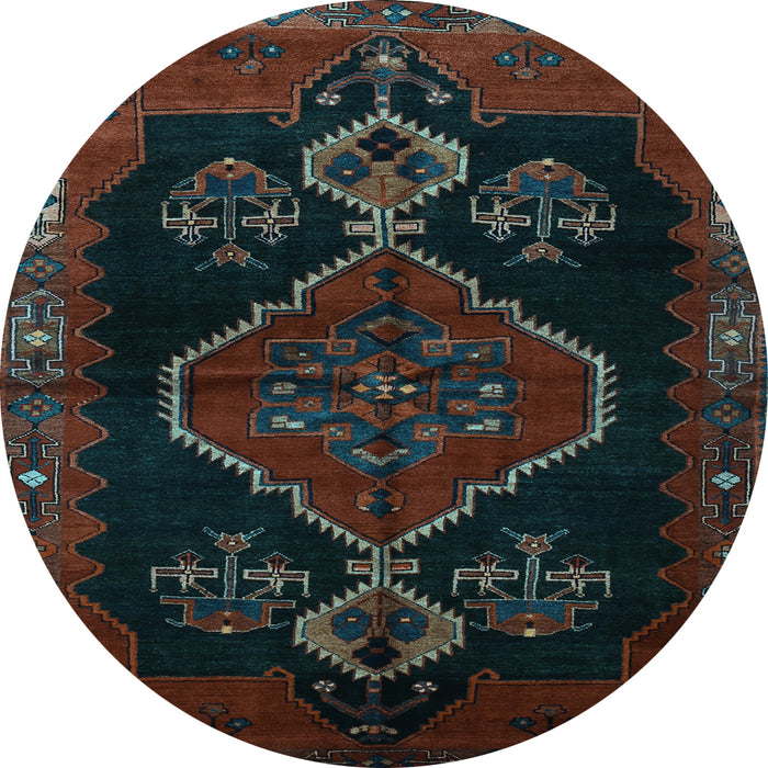 Round Machine Washable Persian Light Blue Traditional Rug, wshtr1998lblu