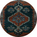 Round Machine Washable Persian Light Blue Traditional Rug, wshtr1998lblu