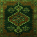 Round Machine Washable Persian Green Traditional Area Rugs, wshtr1998grn