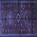 Square Machine Washable Persian Blue Traditional Rug, wshtr1999blu