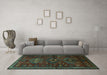 Machine Washable Persian Turquoise Traditional Area Rugs in a Living Room,, wshtr1999turq