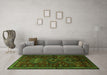 Machine Washable Persian Green Traditional Area Rugs in a Living Room,, wshtr1999grn