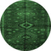 Round Persian Emerald Green Traditional Rug, tr1999emgrn
