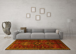Machine Washable Persian Yellow Traditional Rug in a Living Room, wshtr1999yw