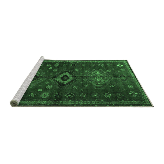Sideview of Machine Washable Persian Emerald Green Traditional Area Rugs, wshtr1999emgrn