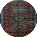 Round Machine Washable Persian Light Blue Traditional Rug, wshtr1999lblu