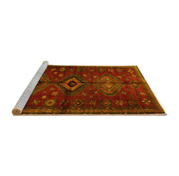 Sideview of Machine Washable Persian Yellow Traditional Rug, wshtr1999yw