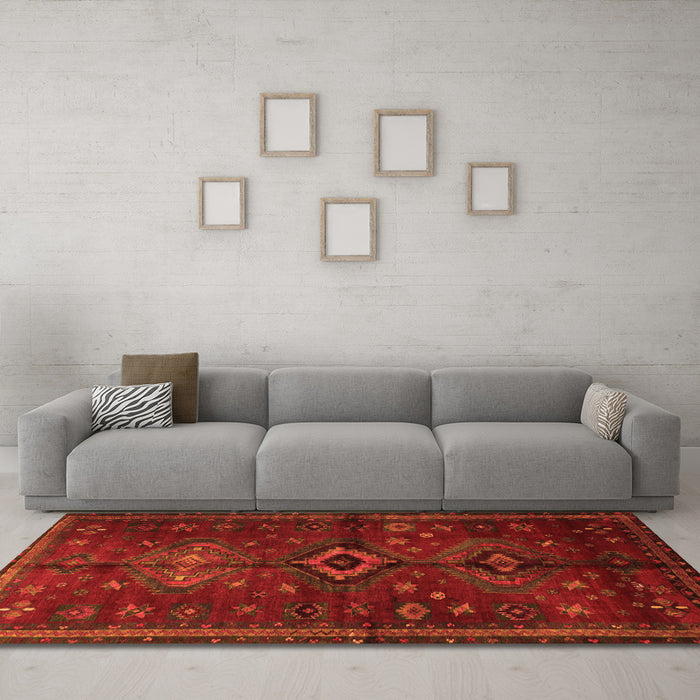 Machine Washable Persian Orange Traditional Area Rugs in a Living Room, wshtr1999org