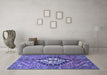 Machine Washable Persian Blue Traditional Rug in a Living Room, wshtr199blu