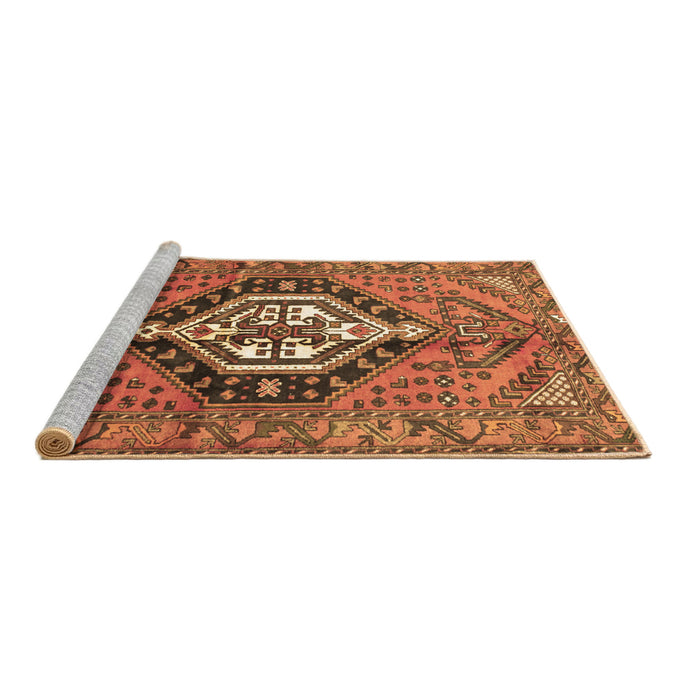 Sideview of Machine Washable Persian Brown Traditional Rug, wshtr199brn