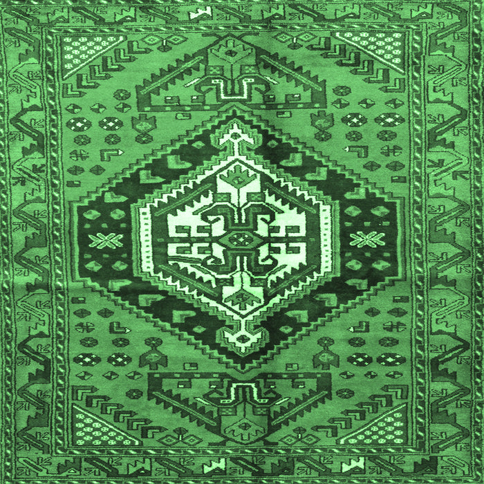 Square Machine Washable Persian Emerald Green Traditional Area Rugs, wshtr199emgrn