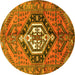 Round Persian Yellow Traditional Rug, tr199yw