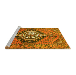 Sideview of Machine Washable Persian Yellow Traditional Rug, wshtr199yw