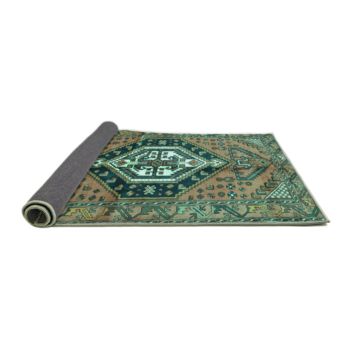 Sideview of Persian Turquoise Traditional Rug, tr199turq