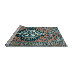 Sideview of Machine Washable Persian Light Blue Traditional Rug, wshtr199lblu