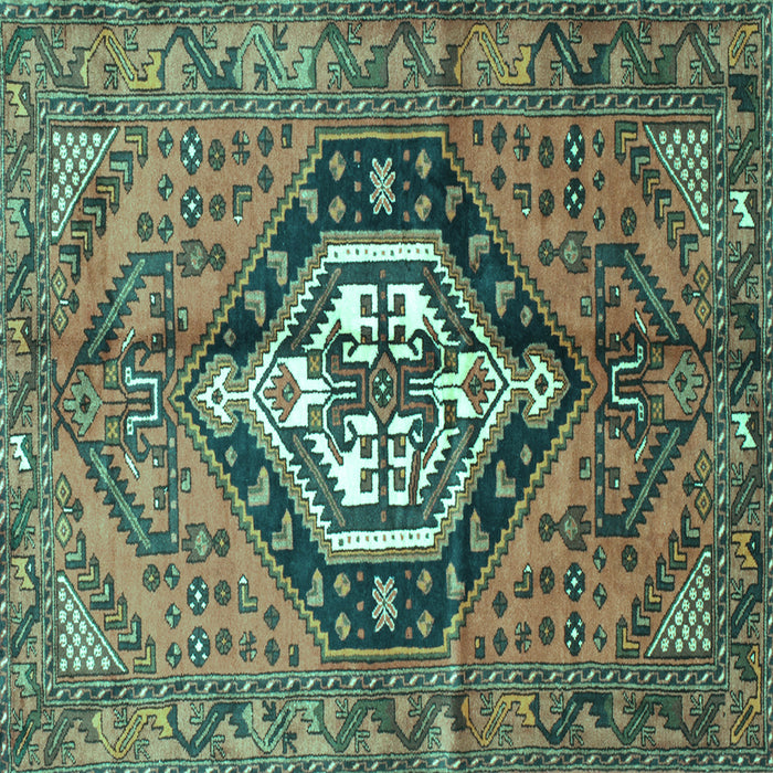 Square Machine Washable Persian Turquoise Traditional Area Rugs, wshtr199turq