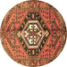 Round Machine Washable Persian Brown Traditional Rug, wshtr199brn