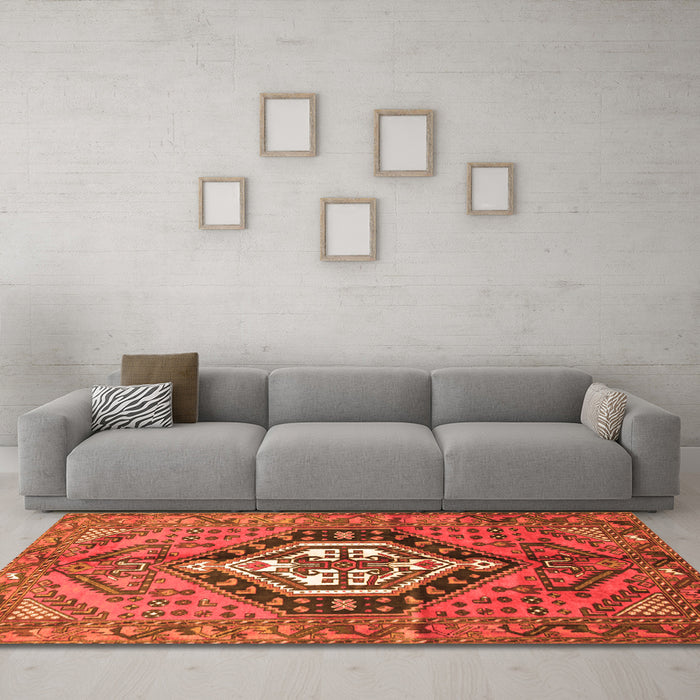 Machine Washable Persian Orange Traditional Area Rugs in a Living Room, wshtr199org