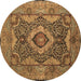 Round Medallion Brown Traditional Rug, tr19brn