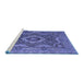 Sideview of Machine Washable Medallion Blue Traditional Rug, wshtr19blu