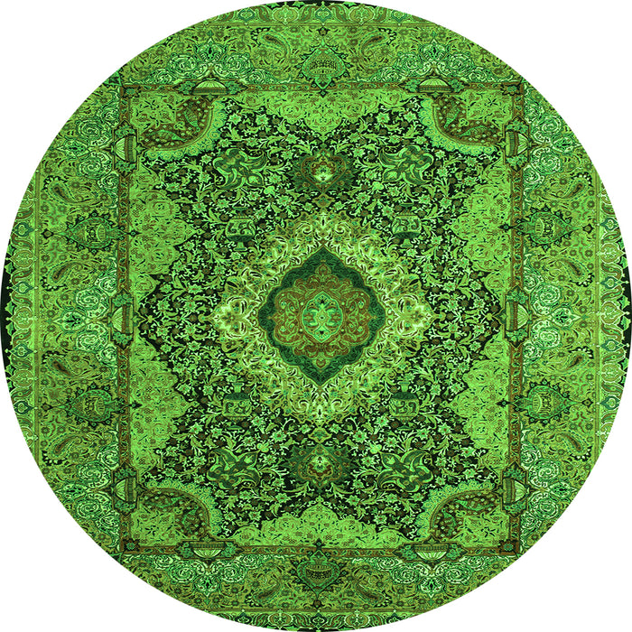 Square Medallion Green Traditional Rug, tr19grn