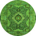 Square Medallion Green Traditional Rug, tr19grn