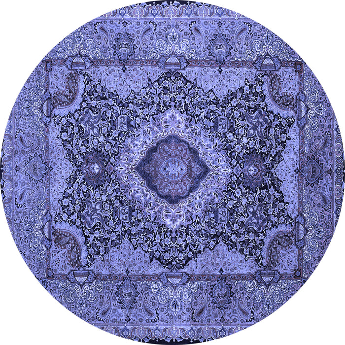 Round Medallion Blue Traditional Rug, tr19blu