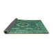 Sideview of Medallion Turquoise Traditional Rug, tr19turq