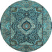 Round Medallion Light Blue Traditional Rug, tr19lblu