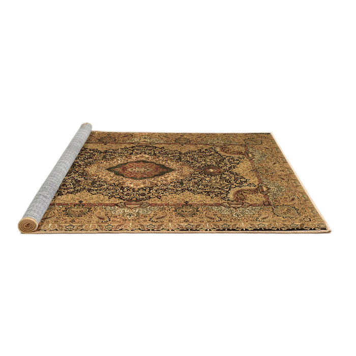 Sideview of Machine Washable Medallion Brown Traditional Rug, wshtr19brn