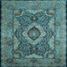 Square Medallion Light Blue Traditional Rug, tr19lblu