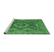 Sideview of Machine Washable Medallion Emerald Green Traditional Area Rugs, wshtr19emgrn