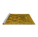 Sideview of Machine Washable Medallion Yellow Traditional Rug, wshtr19yw