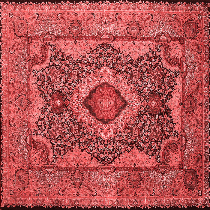 Machine Washable Medallion Red Traditional Rug, wshtr19red