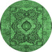 Round Medallion Emerald Green Traditional Rug, tr19emgrn