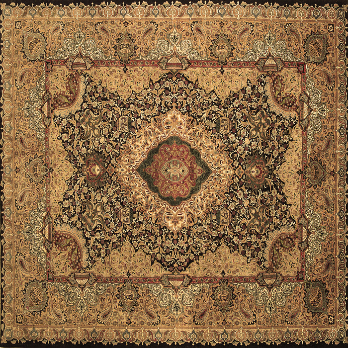 Square Machine Washable Medallion Brown Traditional Rug, wshtr19brn