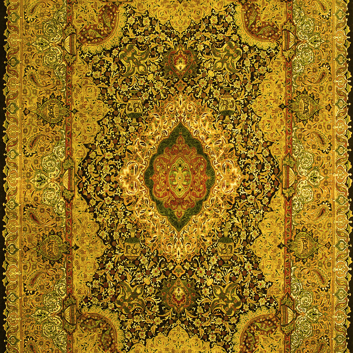 Machine Washable Medallion Yellow Traditional Rug, wshtr19yw