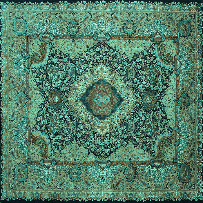 Square Medallion Turquoise Traditional Rug, tr19turq