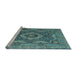 Sideview of Machine Washable Medallion Light Blue Traditional Rug, wshtr19lblu