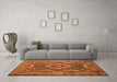 Machine Washable Medallion Orange Traditional Area Rugs in a Living Room, wshtr19org