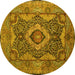 Round Medallion Yellow Traditional Rug, tr19yw