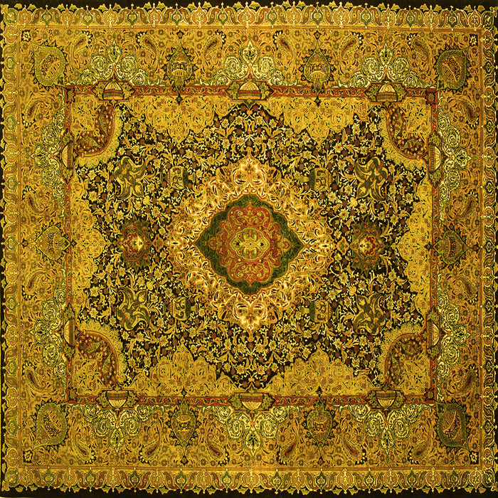 Square Medallion Yellow Traditional Rug, tr19yw