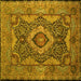 Square Medallion Yellow Traditional Rug, tr19yw