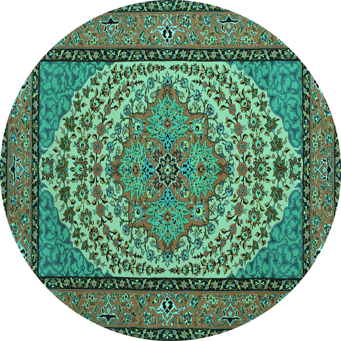 Round Persian Turquoise Traditional Rug, tr1turq
