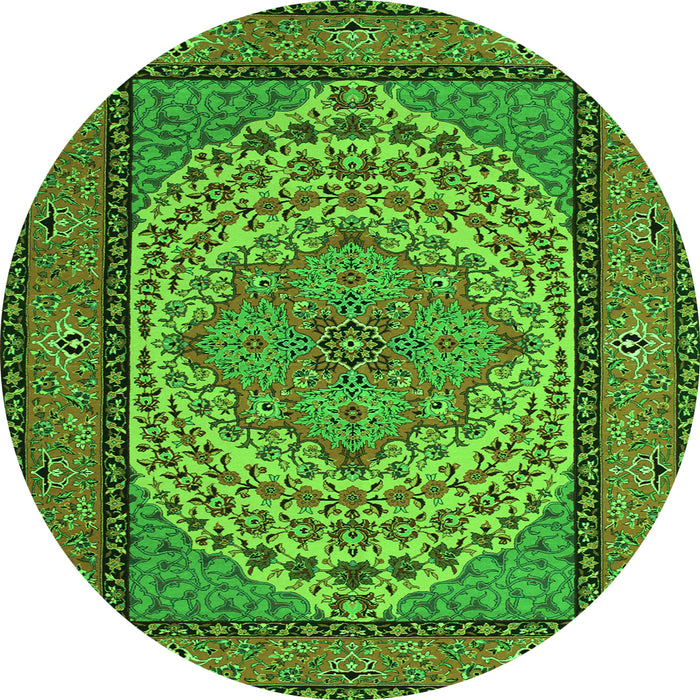 Square Persian Green Traditional Rug, tr1grn