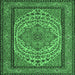 Square Machine Washable Persian Emerald Green Traditional Area Rugs, wshtr1emgrn