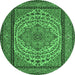 Round Machine Washable Persian Emerald Green Traditional Area Rugs, wshtr1emgrn