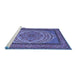 Sideview of Machine Washable Persian Blue Traditional Rug, wshtr1blu