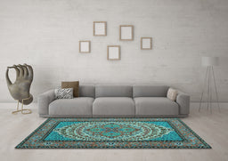 Machine Washable Persian Light Blue Traditional Rug in a Living Room, wshtr1lblu
